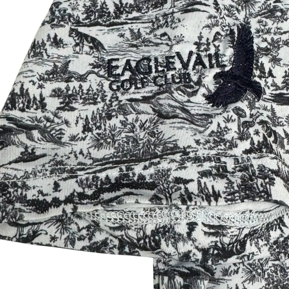 Waggle Men's XL Black White Timberwolf Alpine AOP Polo Golf Outdoor Sport Active - Picture 9 of 10